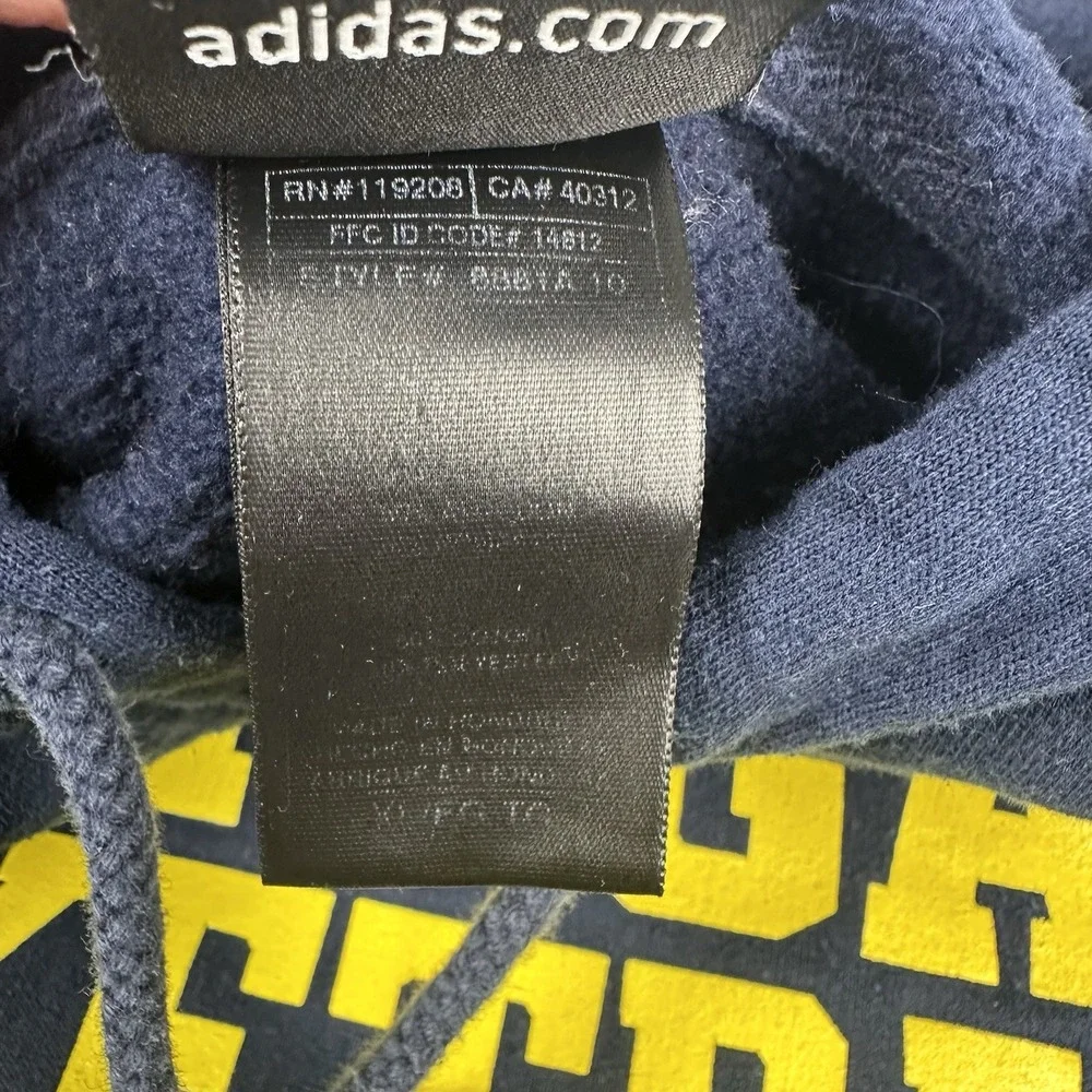 Michigan Wolverines Basketball Y2K Adidas Hoodie Blue Sweatshirt Graphic Mens XL